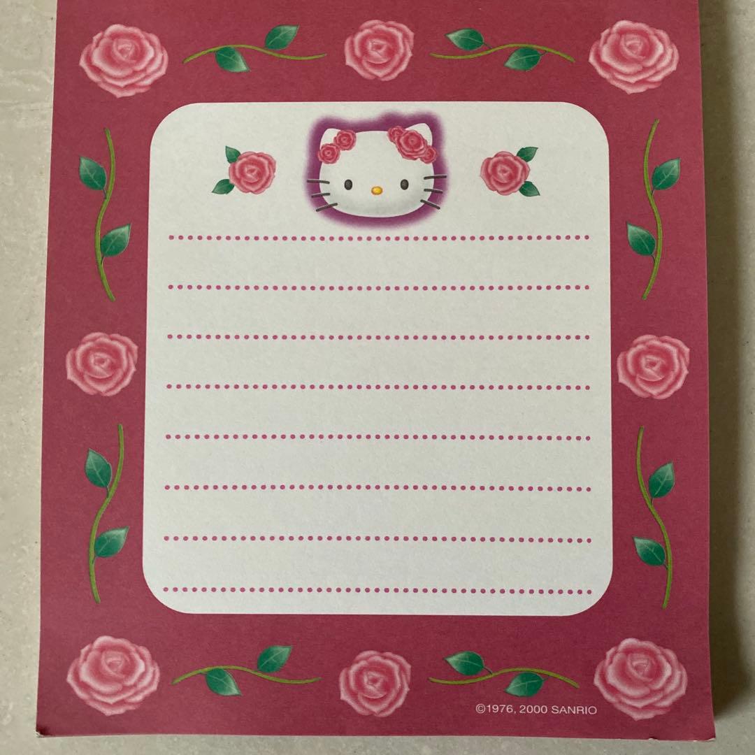 HELLO KITTY メモ帳 シール付き 平成レトロ　バラデザイン
