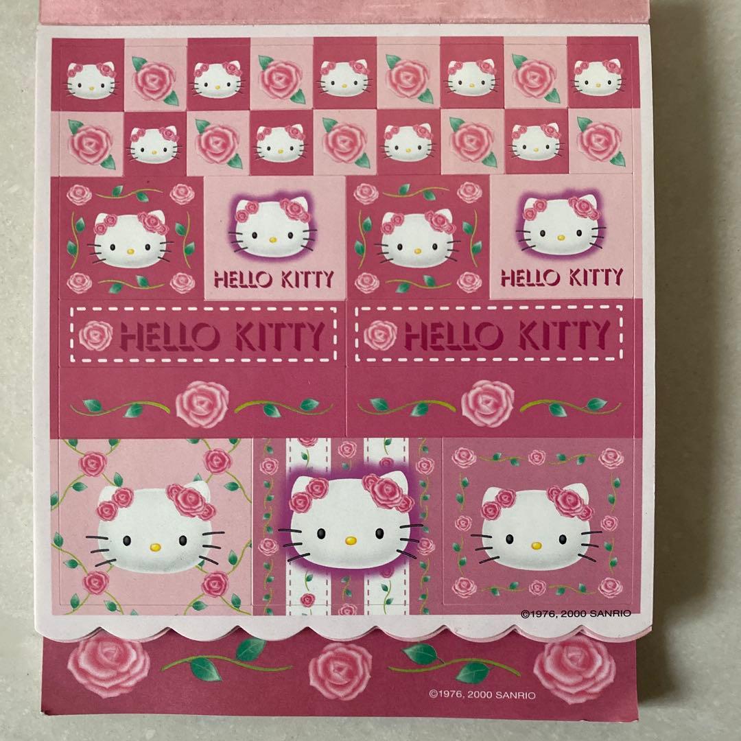 HELLO KITTY メモ帳 シール付き 平成レトロ　バラデザイン
