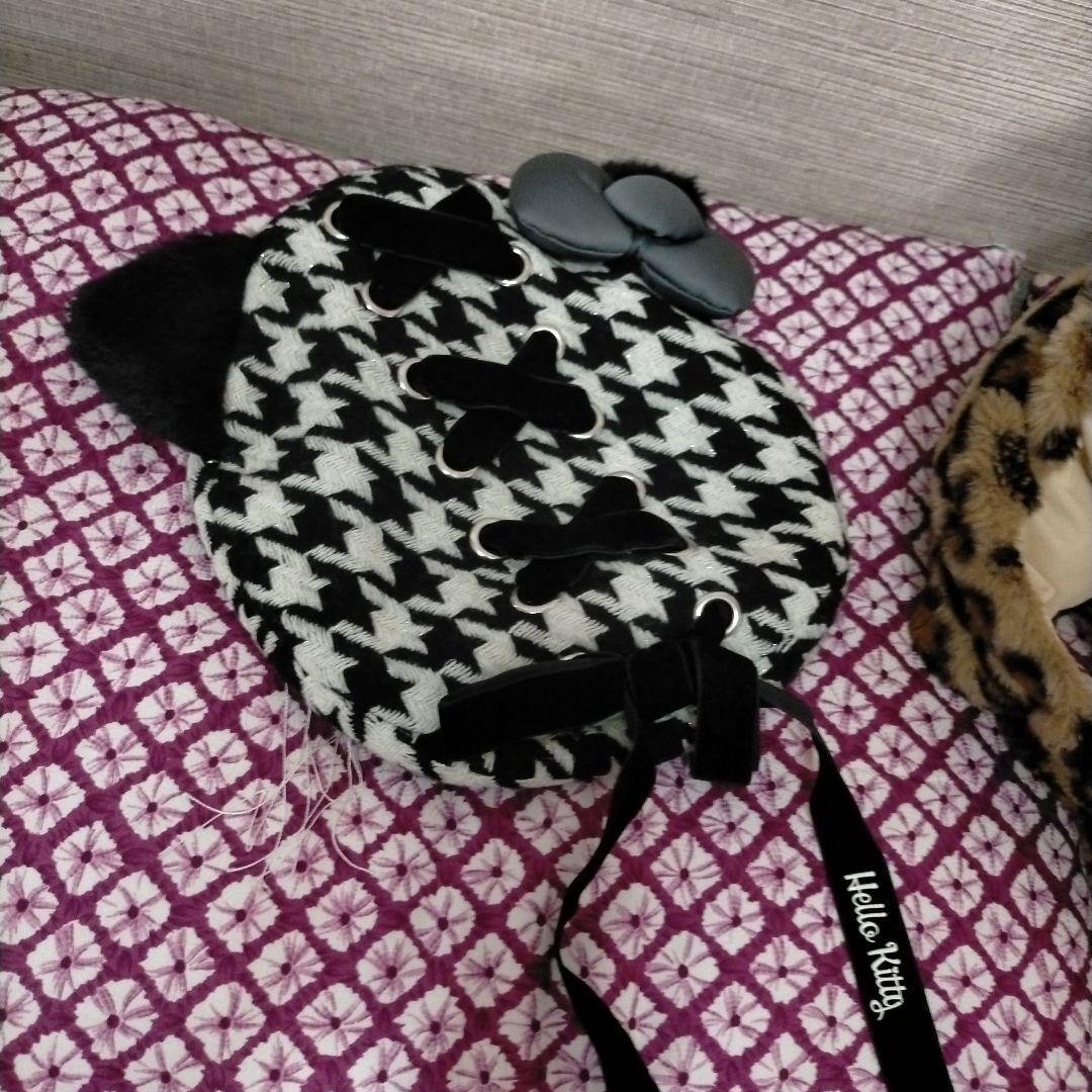 USJキティ　バケハ&ヒョウ柄　ぬいぐるみハット