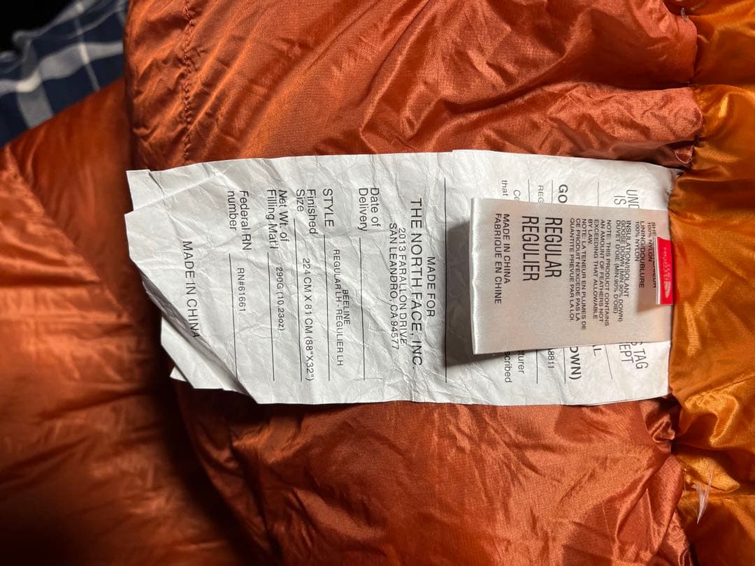 ノースフェイスTHE NORTH FACE BEELINE850 ダウンシュラフ