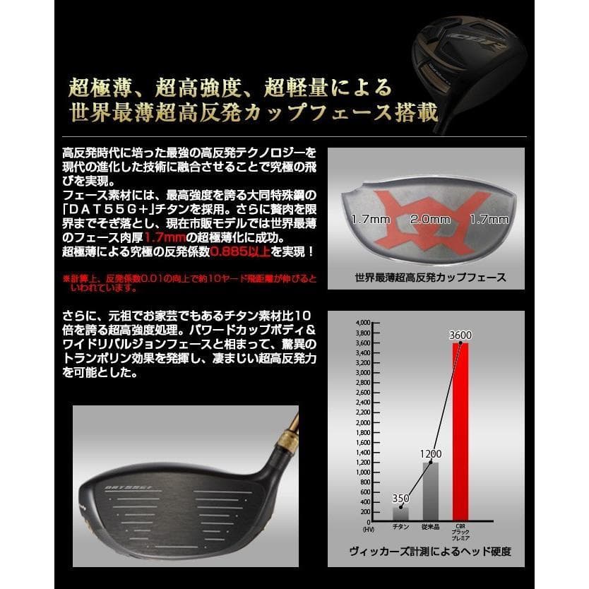 新品 超高反発ＣＢＲブラックプレミア メーカーオリジナルシャフト仕様