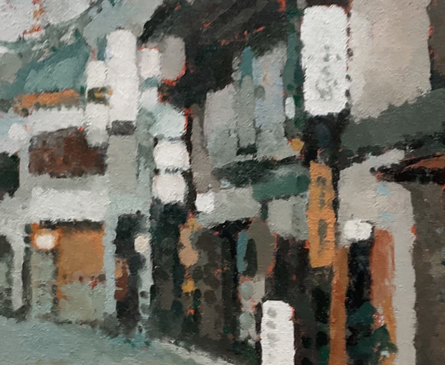 絵画 589 油絵/風景/東京/街角/街並/銀座/路地/F4号