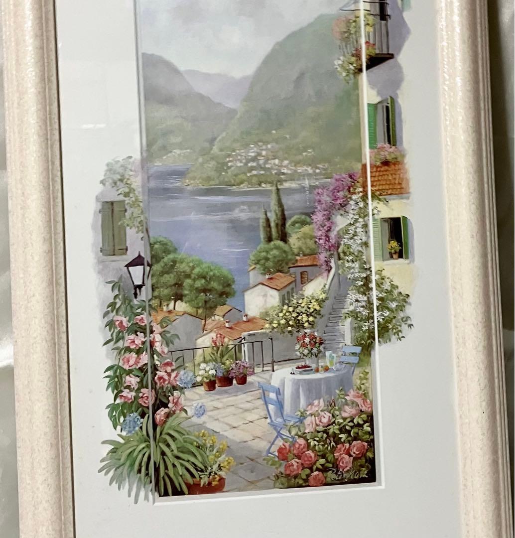 ピーターモッツの風景画 湖と山の絵画 フレーム付き