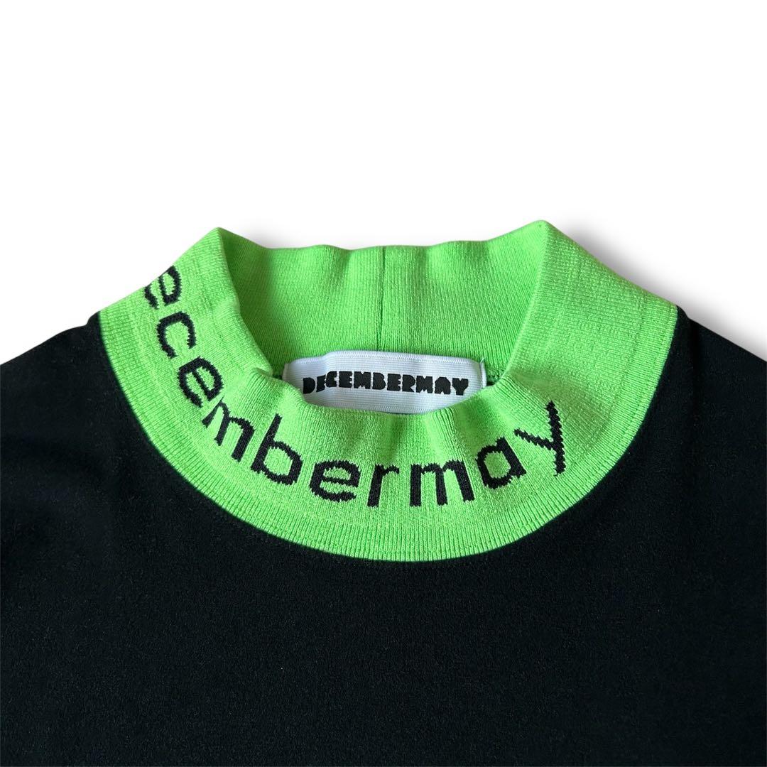 良品 DECEMBERMAY 襟ロゴ ハイネック ストレッチ 長袖 シャツ L