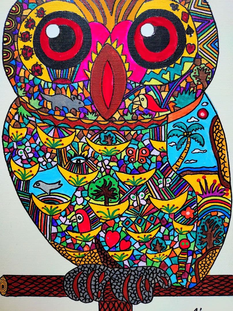 【F6号】ジミー大西【森】手描き/表裏サイン有/油彩/アクリル/絵画/額縁/額装