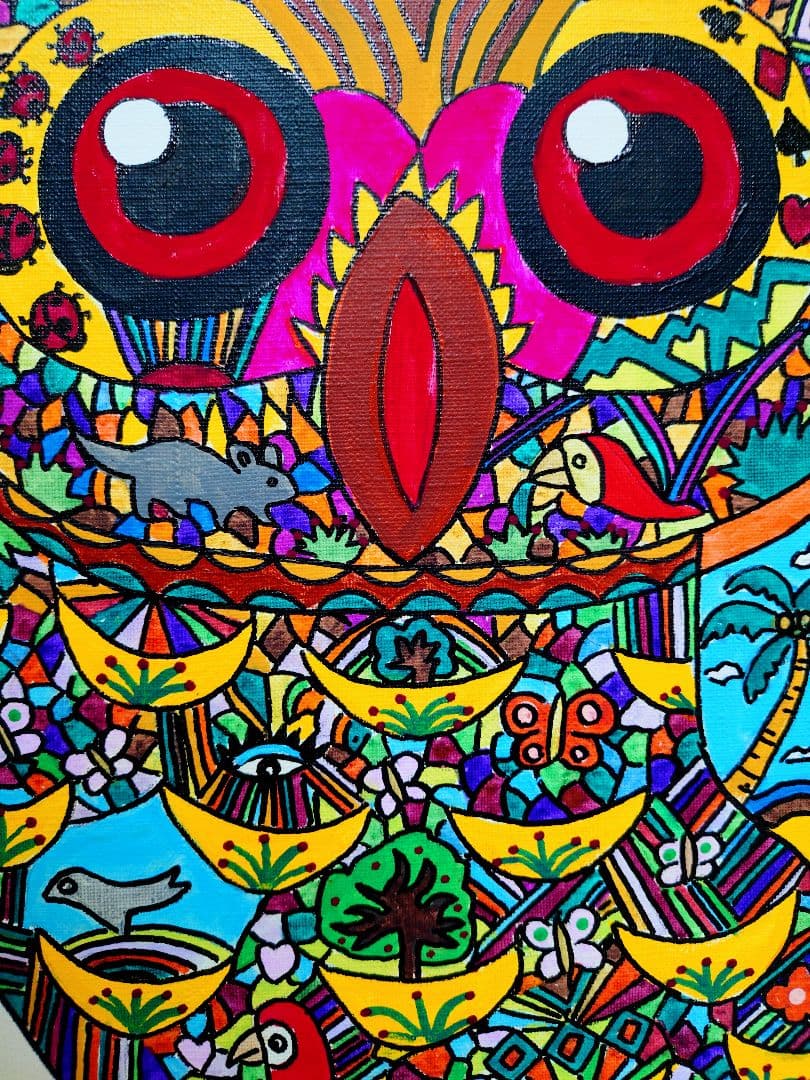 【F6号】ジミー大西【森】手描き/表裏サイン有/油彩/アクリル/絵画/額縁/額装