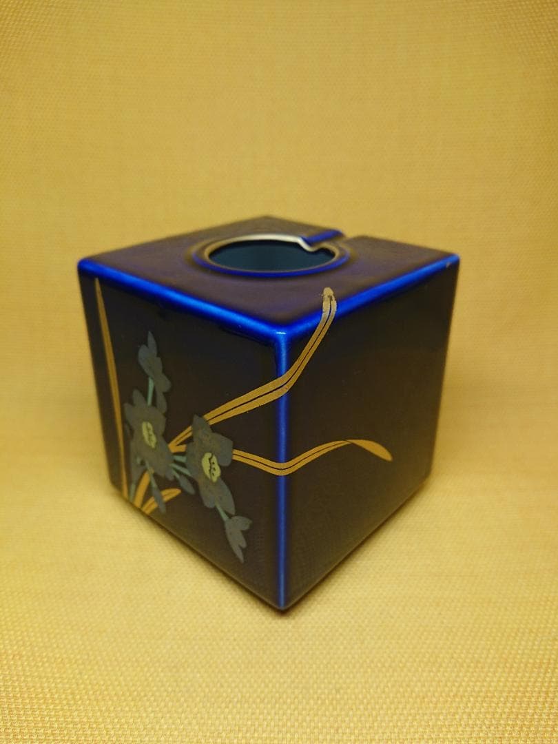【美品】花瓶　香蘭社　蘭絵　瑠璃色　置物　インテリア　工芸品　美術品　A1167
