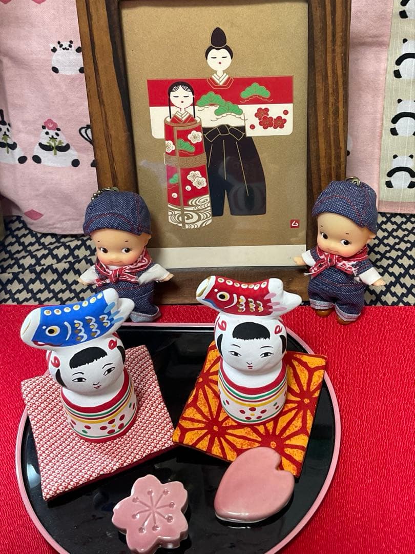 こけしと鯉のぼりのコラボ　岡山(座布団　伊勢) 入手困難　3月終了❣️