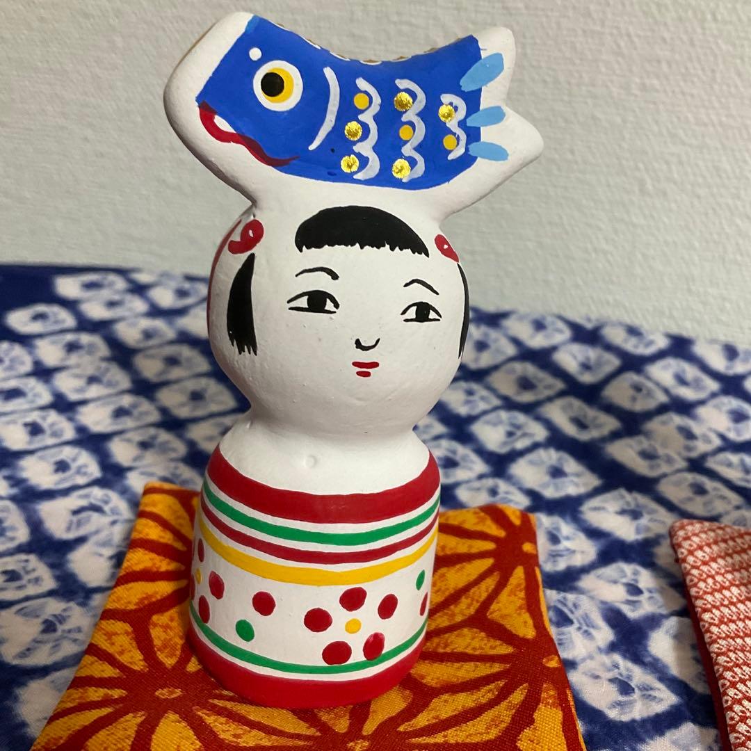 こけしと鯉のぼりのコラボ　岡山(座布団　伊勢) 入手困難　3月終了❣️