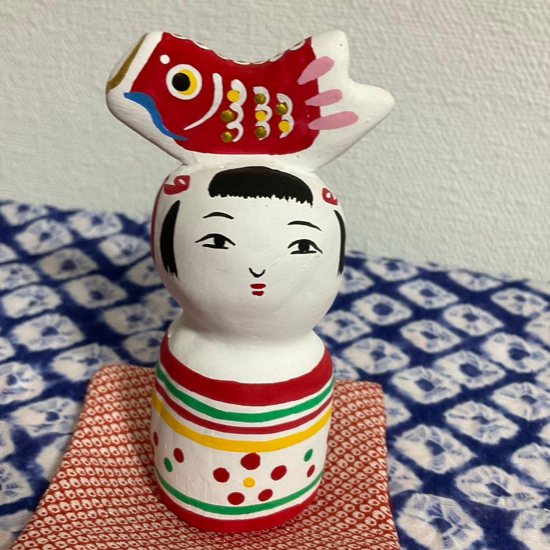 こけしと鯉のぼりのコラボ　岡山(座布団　伊勢) 入手困難　3月終了❣️
