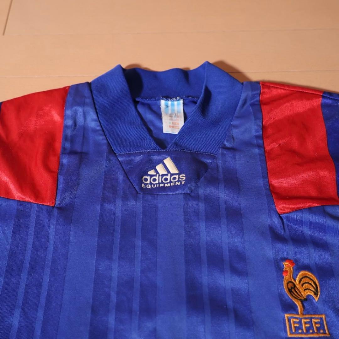 90s adidas フランス代表 ユニフォーム 青 サッカーシャツ Ｍ