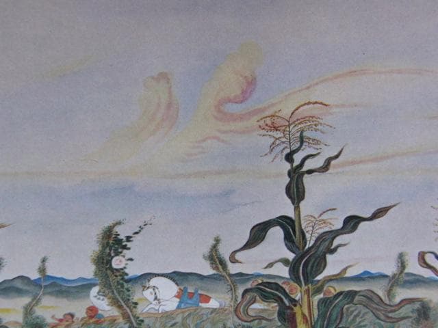 小川芋銭、【 夕風】、年代物・希少な画集より、状態良好