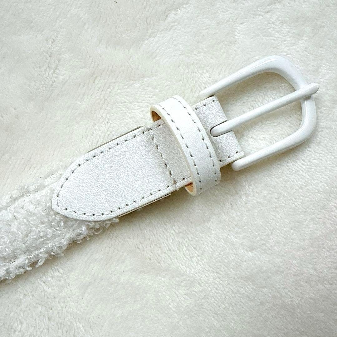 【美品】パーリーゲイツ ユニセックス ボア ベルト ホワイト 全長100cm以上