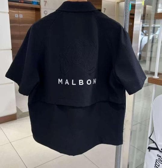 Malbonゴルフメンズ セットアップ ブラックL半袖トップス＋ショートパンツ✨