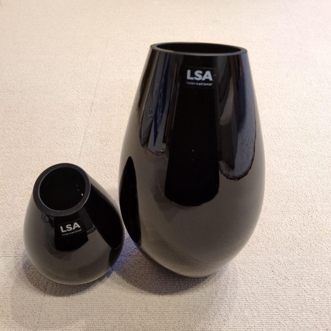 タイムセール‼️新品未使用‼️LSA 黒ガラス花瓶セット 大・小