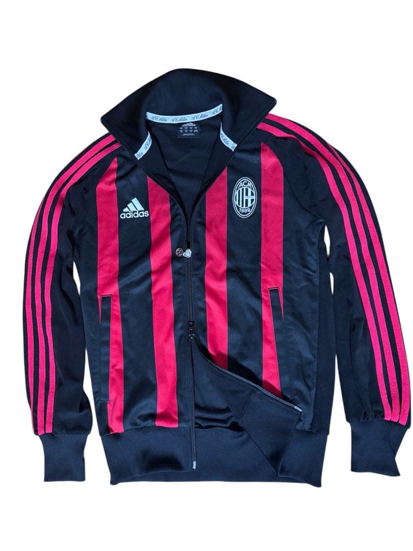 adidas ACミラン トラックジャケット ジャージ ブラック レッド XS