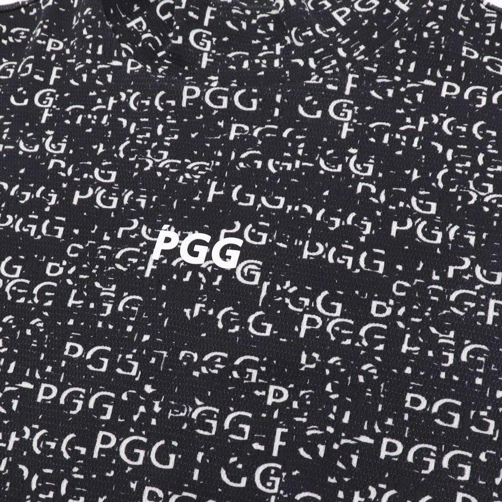 PGG　ピージージー　総柄　ロゴ　ナチュラルストレッチ　ニット　ハイネックシャツ