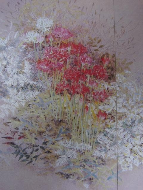 重岡良子、【曼珠沙華図】、希少な額装用画集より、状態良好、新品額装付、日本人画家
