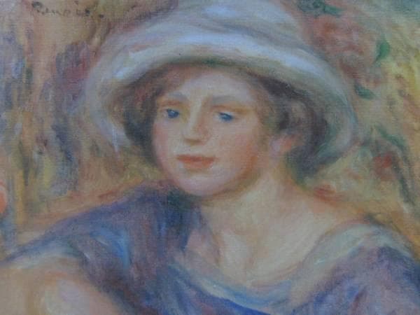 ルノワール、【白い帽子の娘】、希少画集画、新品高級額・額装付、状態良好