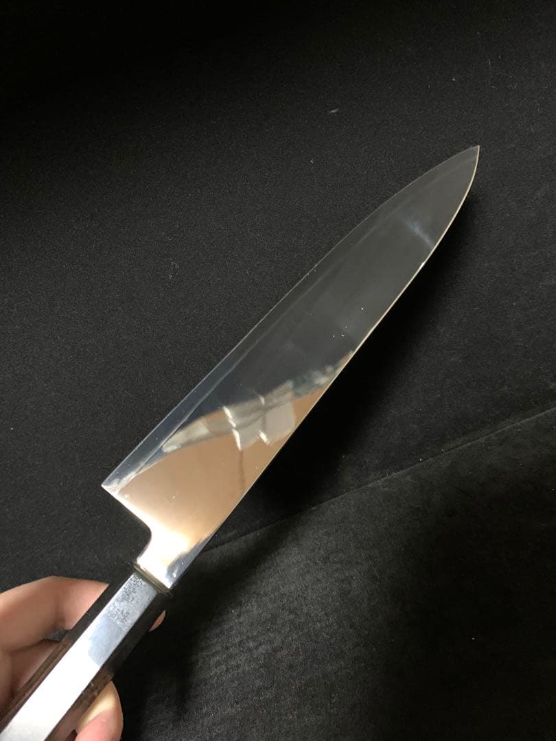 包丁　和牛刀　ハ寸　両刃　三枚打　鏡面研磨　切味抜群　箱付　未使用