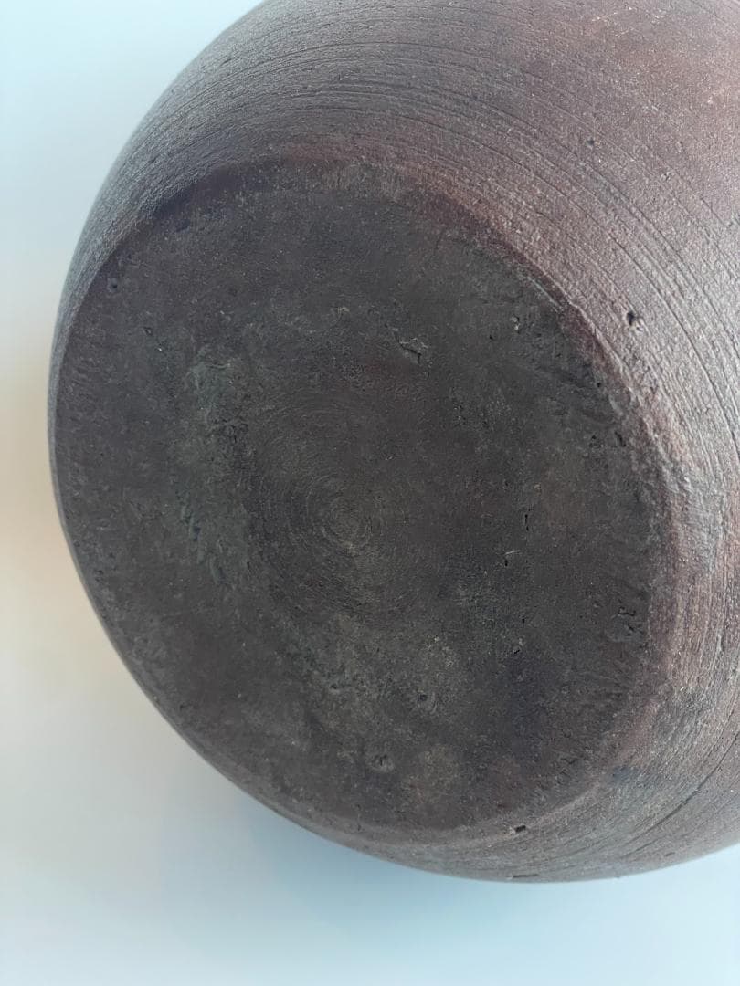 明治期 備前焼 古備前 輪線文 糸目 船徳利 大型 花瓶 花器 花入 焼締