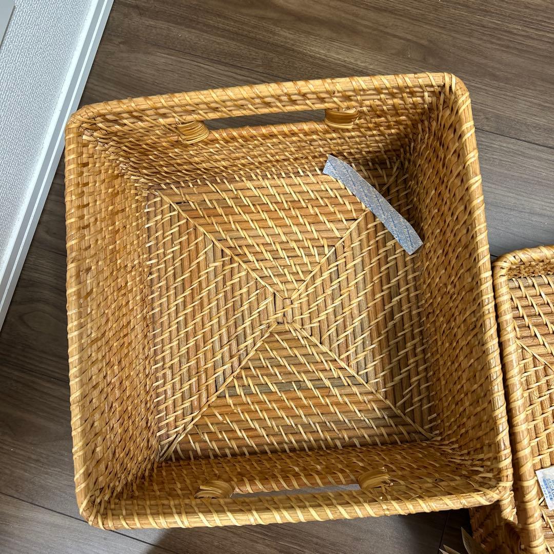 無印良品 MUJI ✨角型バスケット•大 重なるラタン35 x 36 x 24