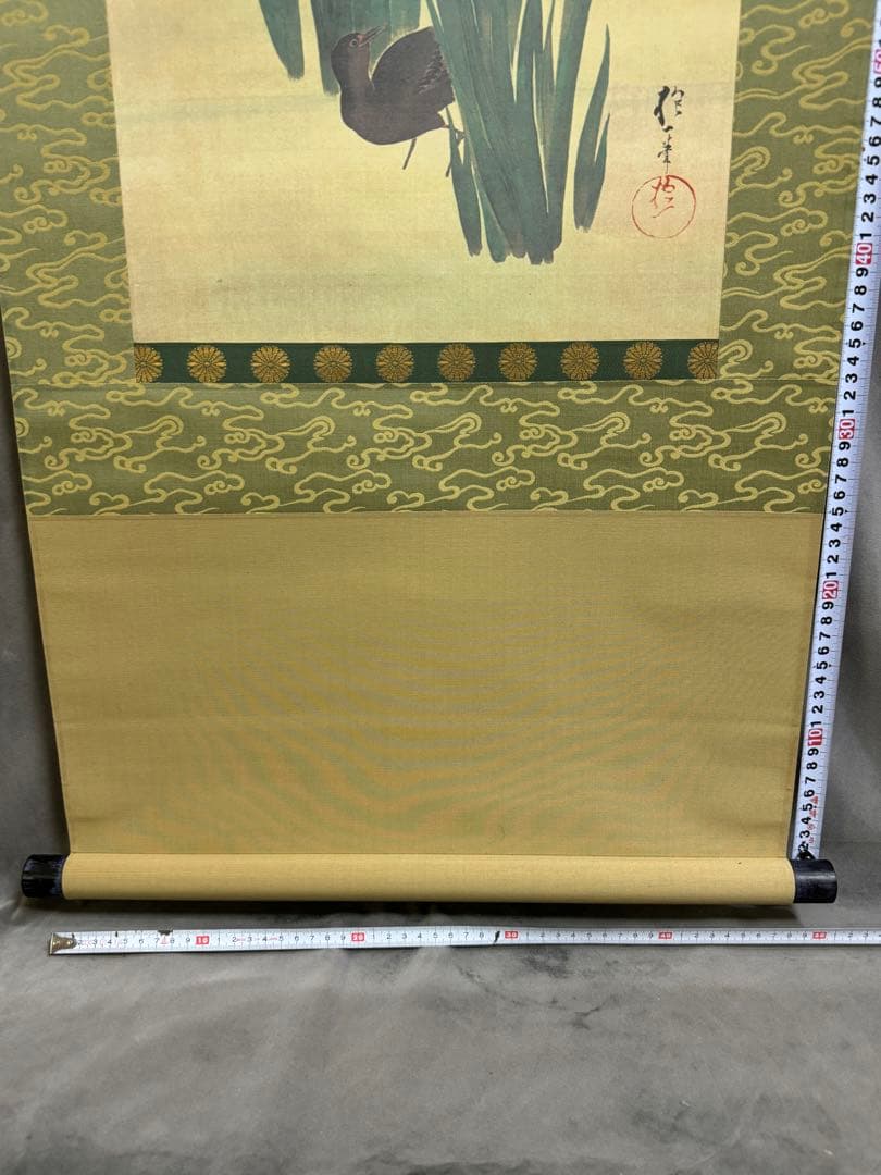 酒井抱一『十二か月花鳥図』五月『燕子花に鷭図』掛軸 復刻版 手彩色