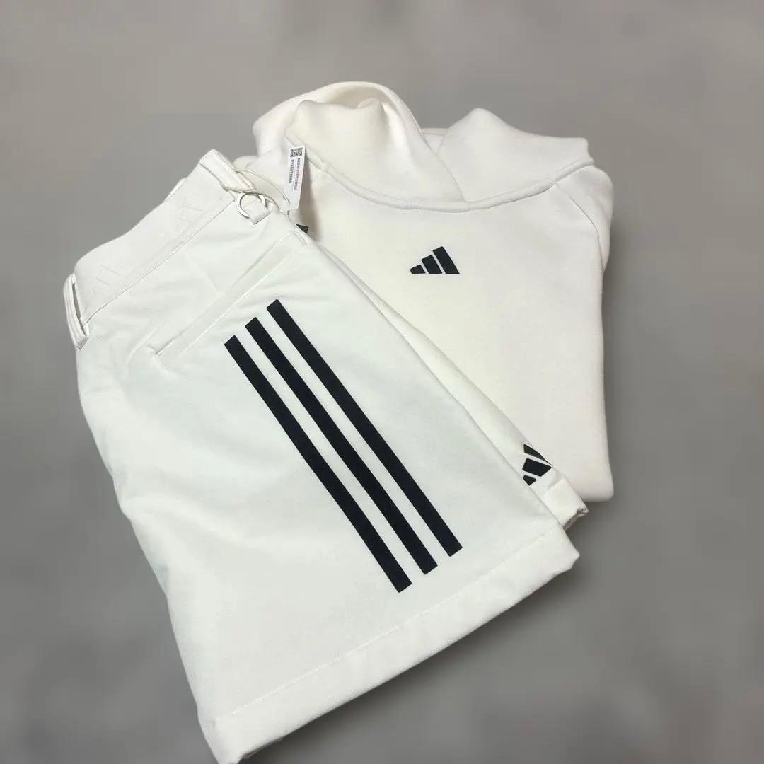 【新品半額】定2.8万！アディダス ゴルフセットアップ M 白✨ダンボールニット