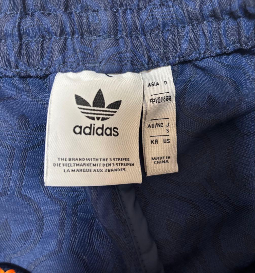 adidas originals トラックパンツ ネイビー×オレンジ 総柄 S