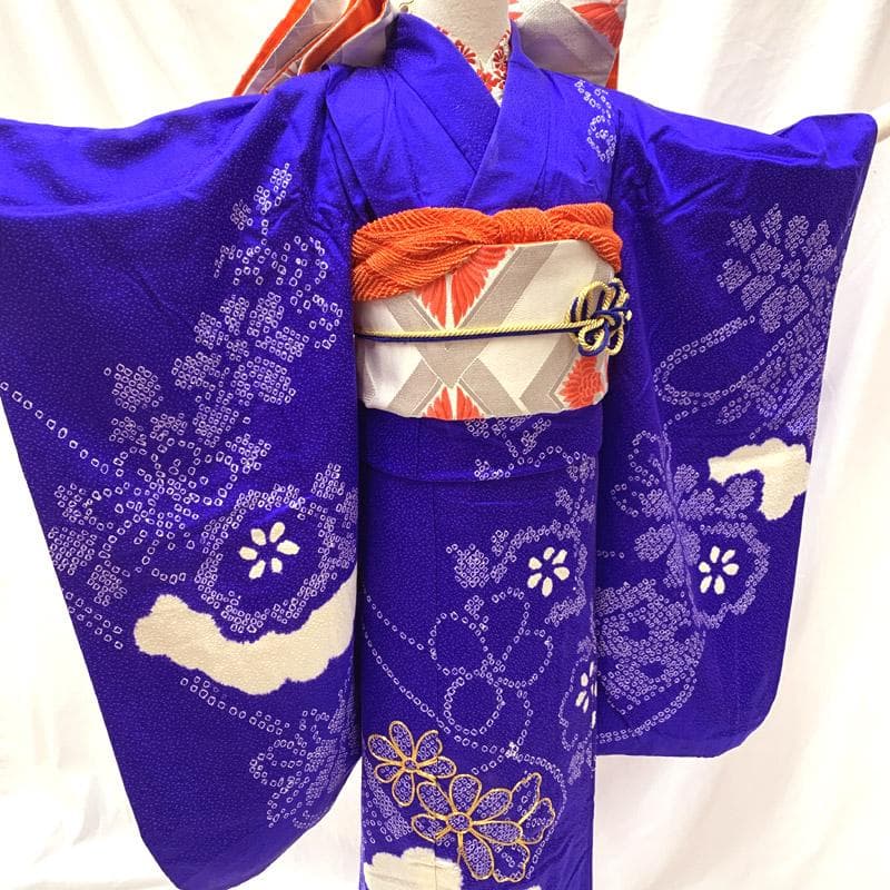 511aj61■ハーフ成人式 卒業式 部分絞り 着物&袋帯&長襦袢 ■良好