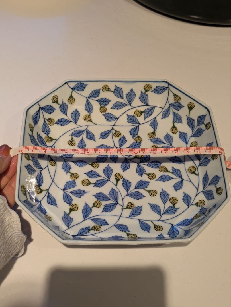 源右衛門窯 染錦 苺絵 黄 方皿 美品