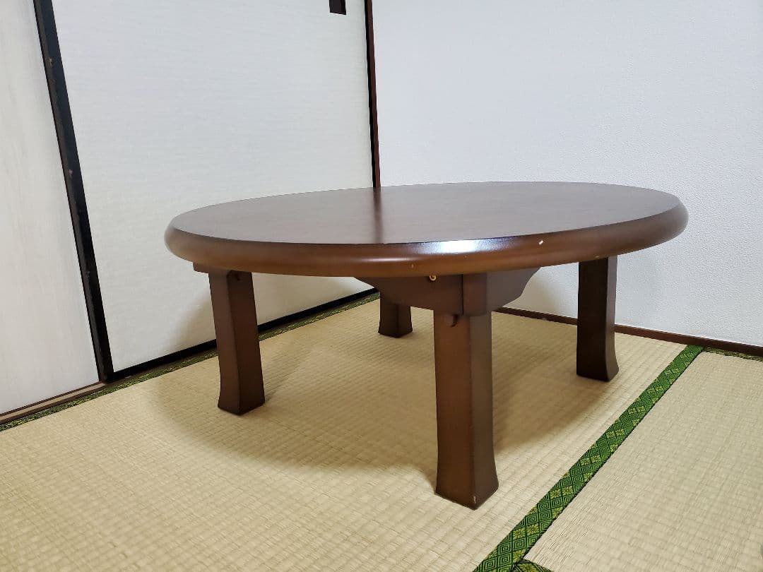木製 円形座卓 茶色