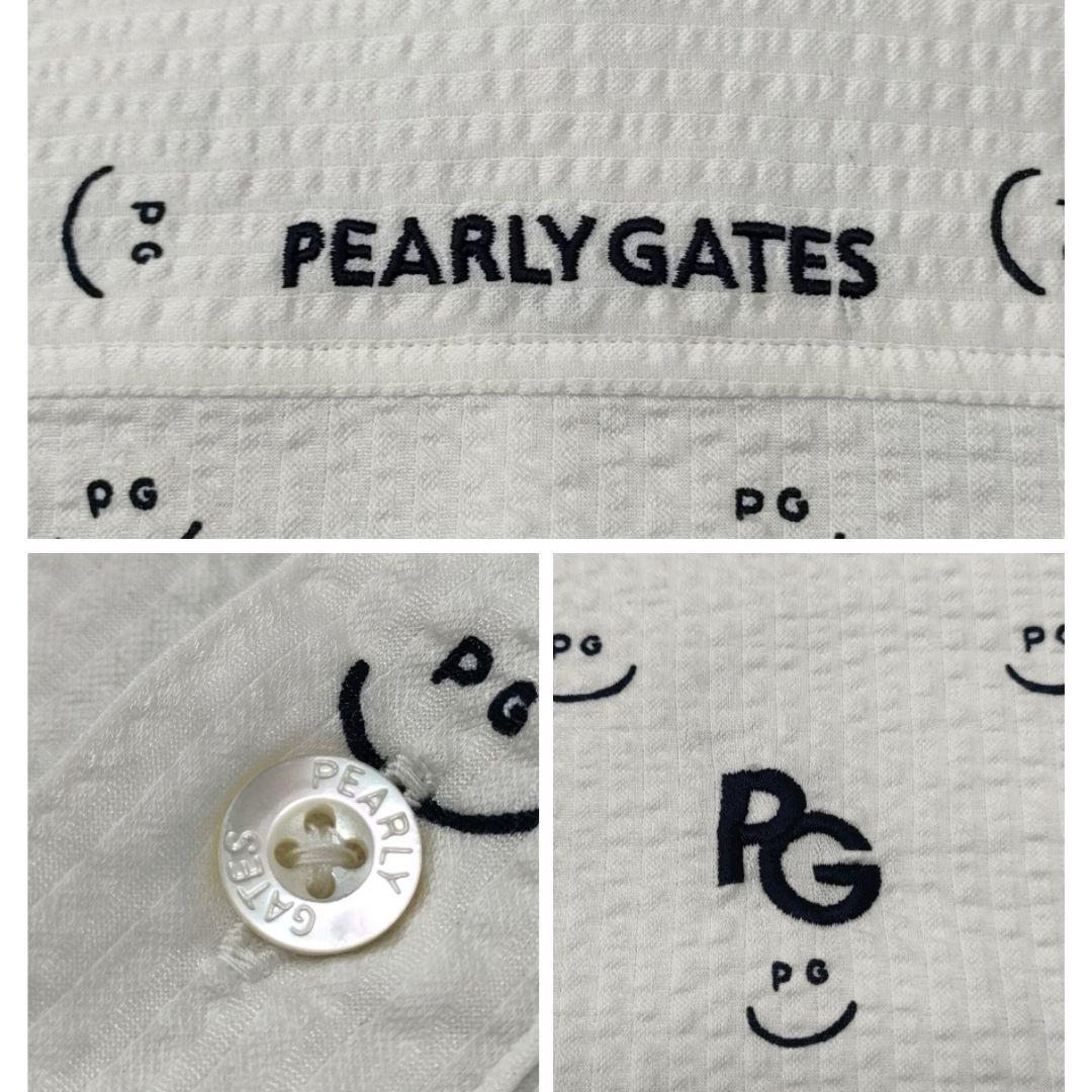 パーリーゲイツ　シアサッカー半袖シャツ　ストレッチ　PGニコちゃん　ホワイト　5
