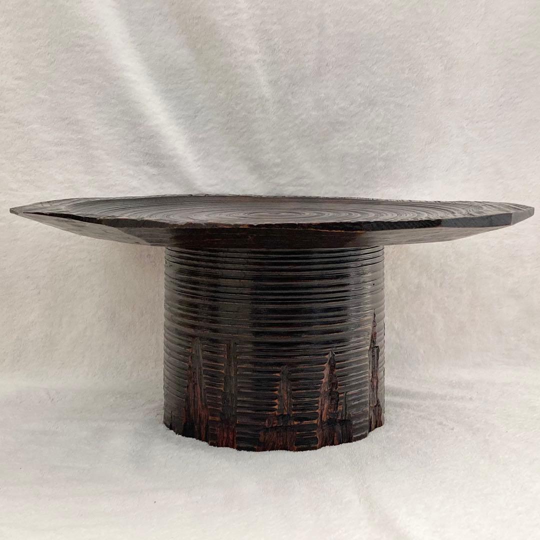 【美品】花台 木製　漆塗り　手彫り　工芸品　ミニ座卓