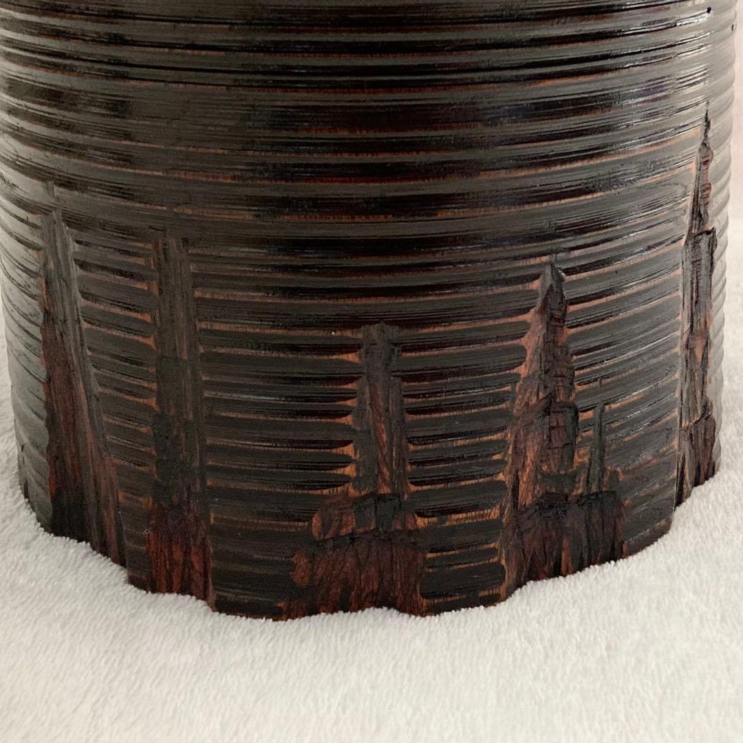 【美品】花台 木製　漆塗り　手彫り　工芸品　ミニ座卓