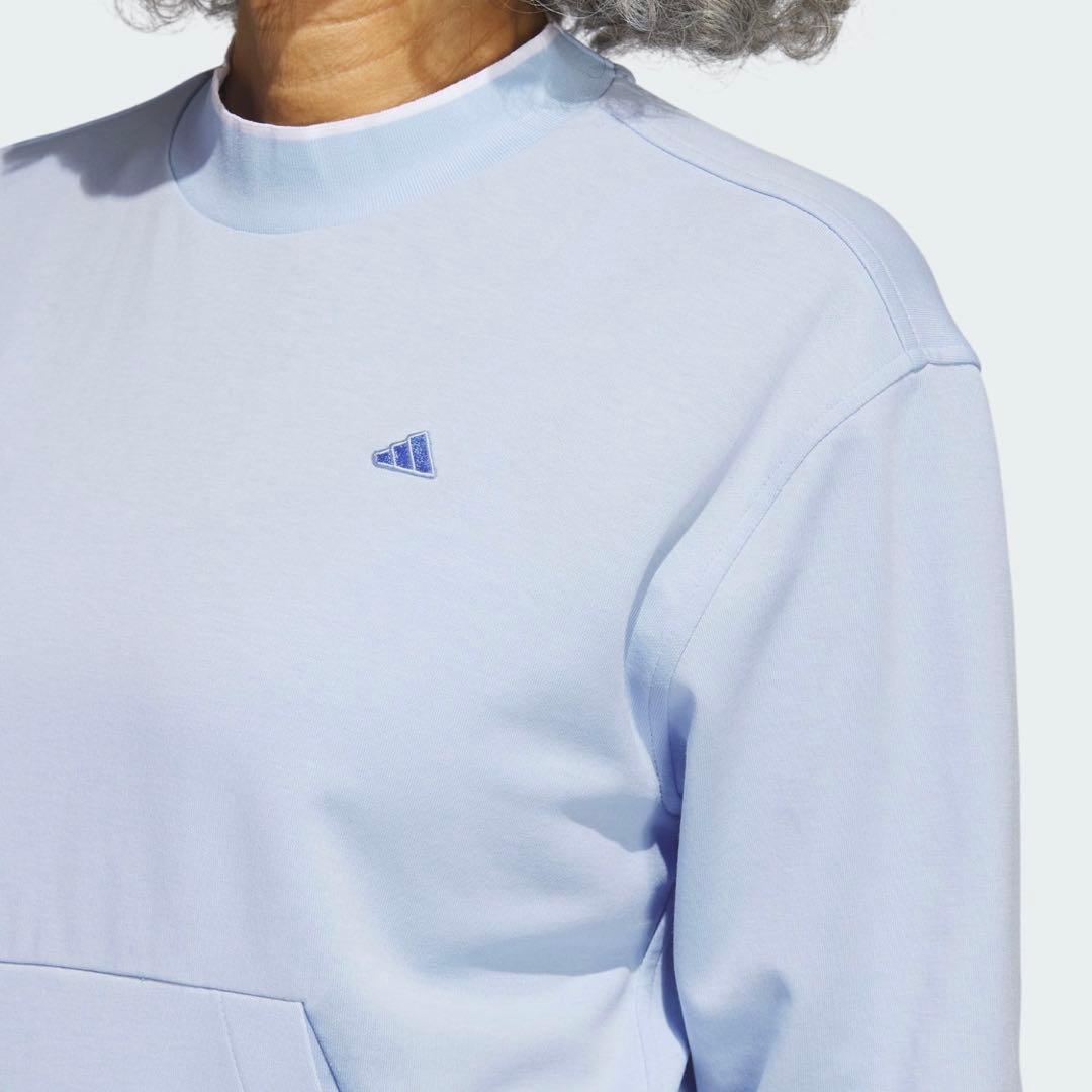 adidas golf モックネック スウェットS水色長袖 アディダスゴルフ新品