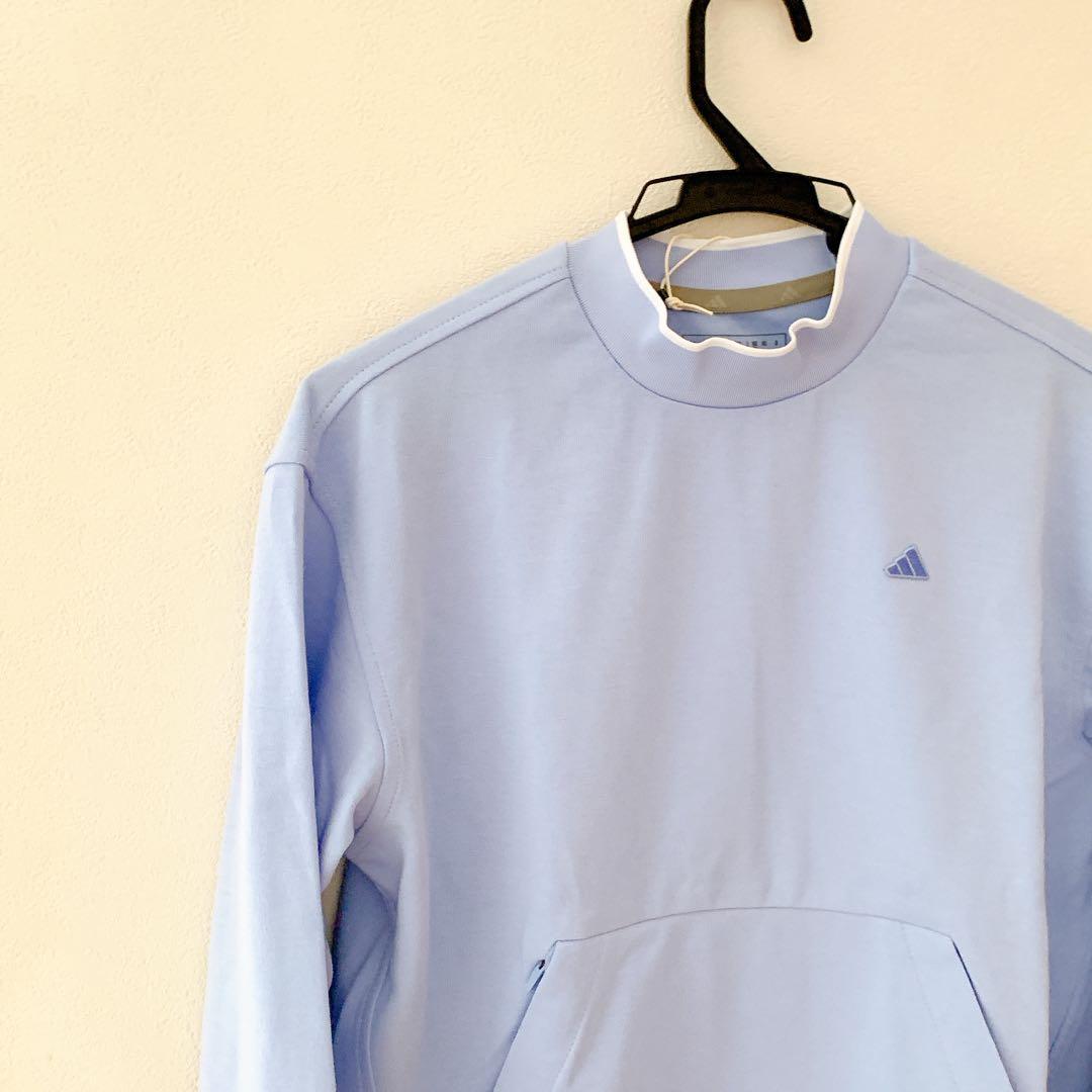 adidas golf モックネック スウェットS水色長袖 アディダスゴルフ新品