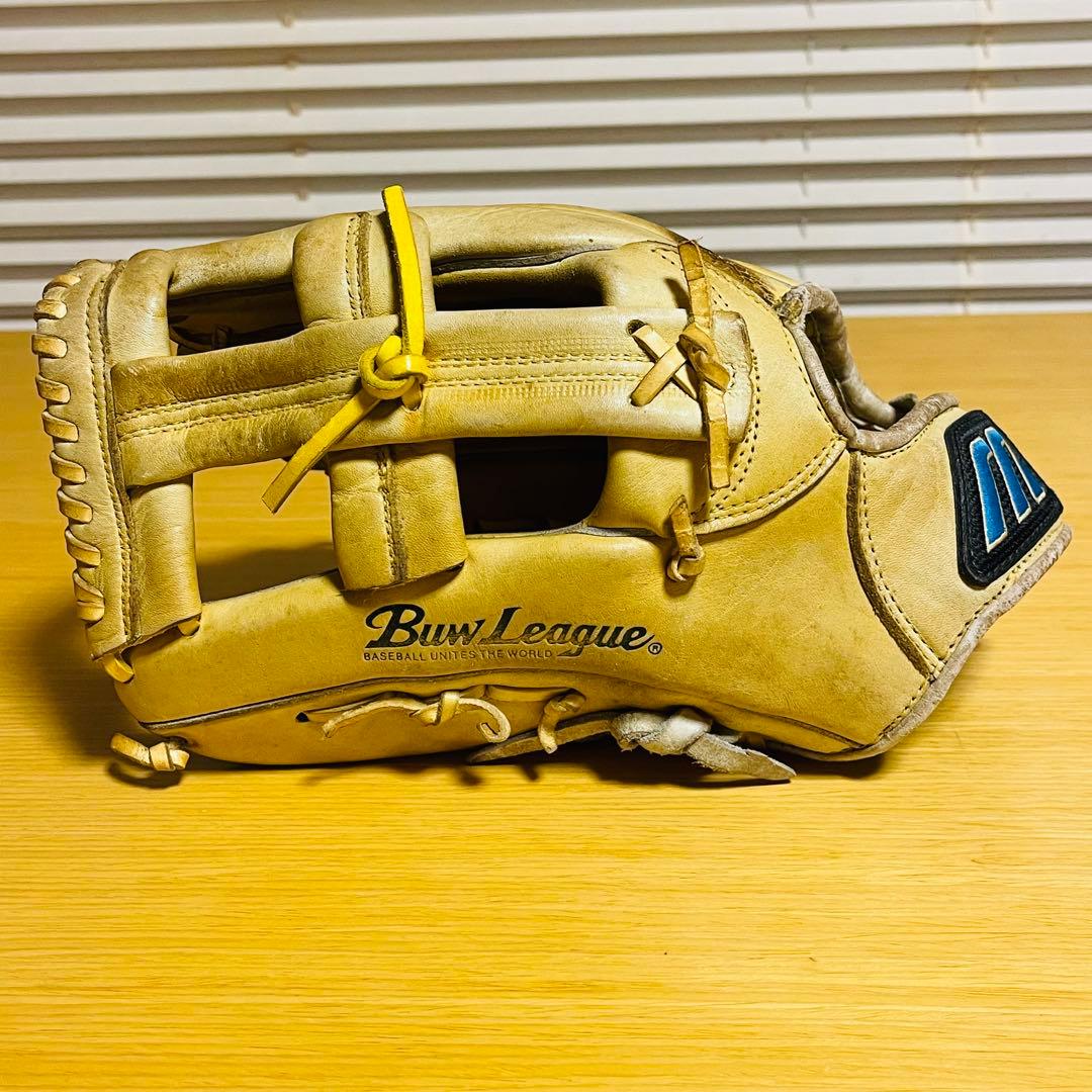 【希少】ミズノ Buw League 軟式グローブ 内野左 青ビュー プロモデル