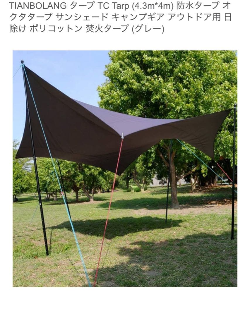 TIANBOLANG TC Tarp 4.3m x 4m グレー