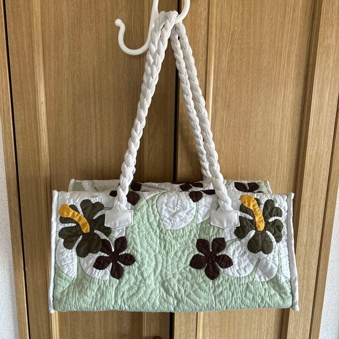 Moana Quilts ハワイアンキルト ボストンバッグ ミント色モアナキルト