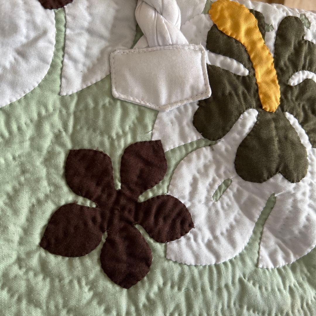 Moana Quilts ハワイアンキルト ボストンバッグ ミント色モアナキルト