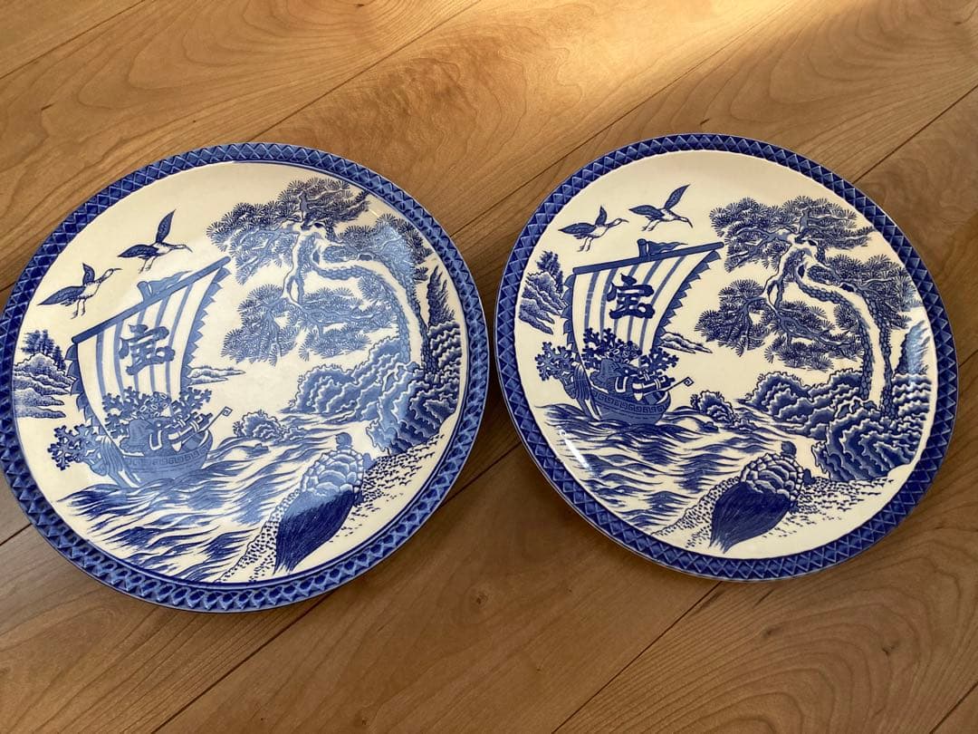 大皿 5枚セット 花と鳥の模様 30-32cm