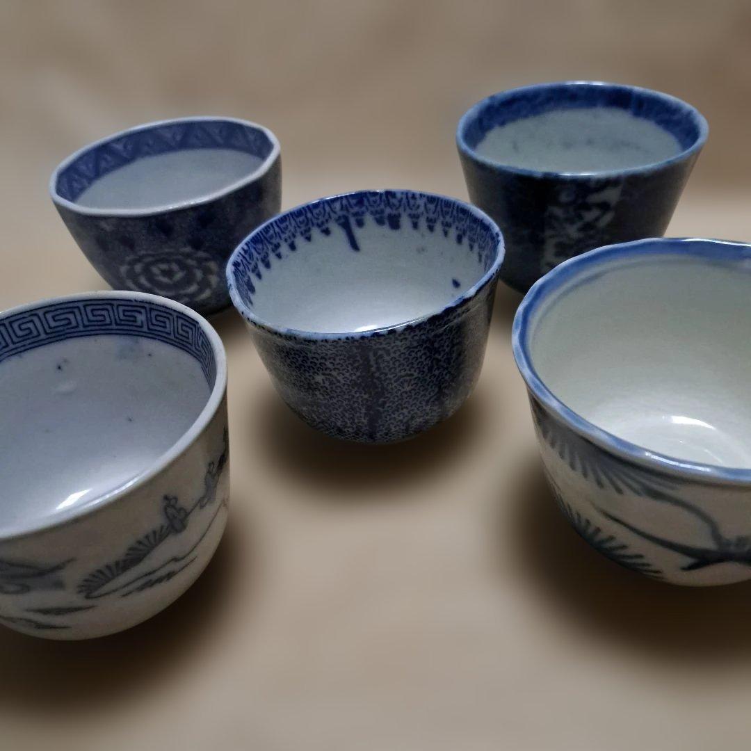 専用です　印判　染付け　蕎麦猪口　5点　絵柄違い　⑪　⑩