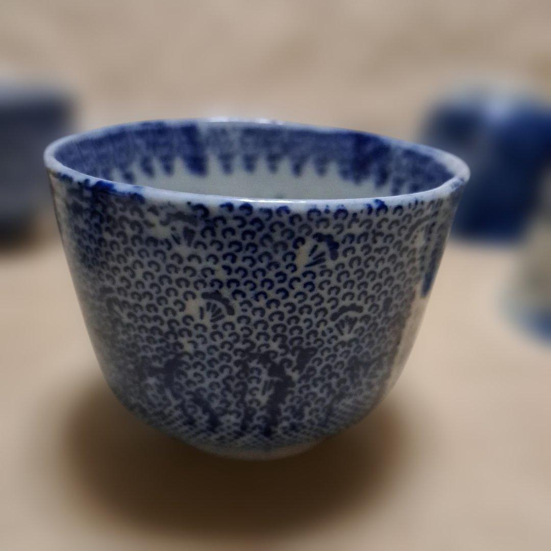 専用です　印判　染付け　蕎麦猪口　5点　絵柄違い　⑪　⑩