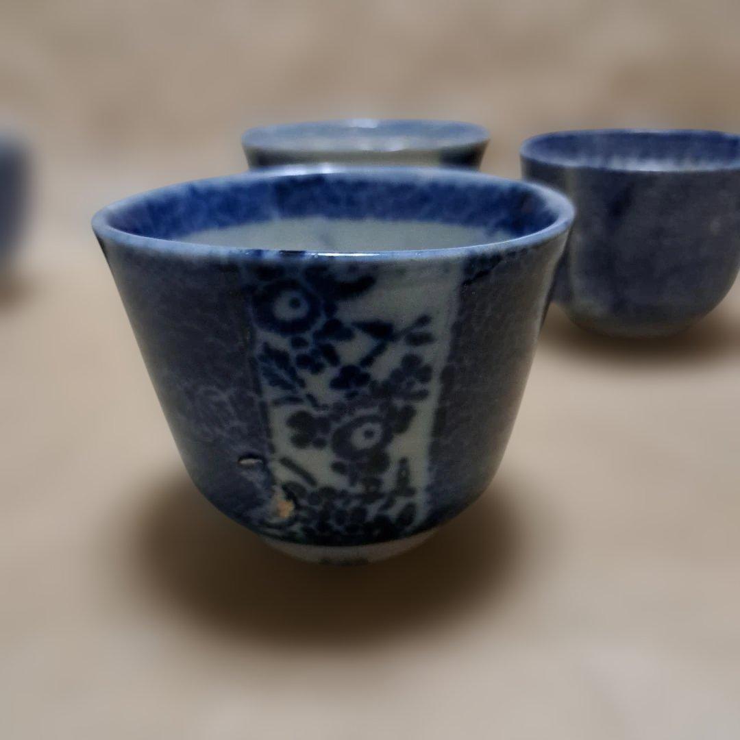 専用です　印判　染付け　蕎麦猪口　5点　絵柄違い　⑪　⑩