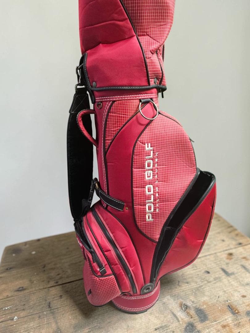送料無料/超美品　POLO GOLF 赤 チェック柄 キャディバッグ