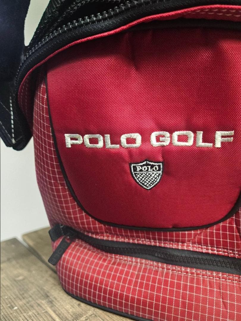 送料無料/超美品　POLO GOLF 赤 チェック柄 キャディバッグ