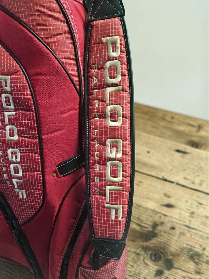送料無料/超美品　POLO GOLF 赤 チェック柄 キャディバッグ