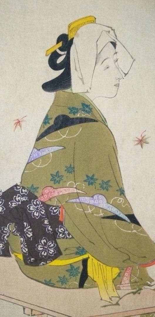 浮世絵、美人十二姿なが月、右田年英画