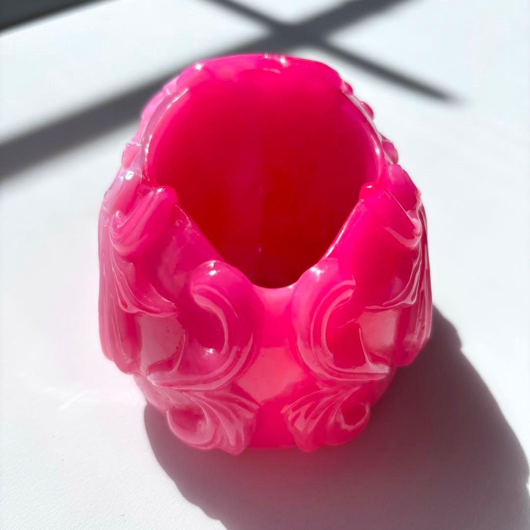 レジン　骸骨の小物入れ　ピンクホワイトマーブル